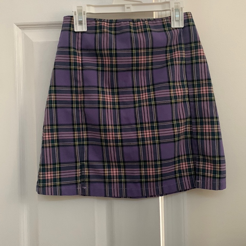 brandy mellville purple plaid skirt